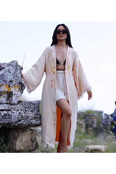 Elif Towels Special Design Lilac Color Mystic Patterned Kimono Kaftan