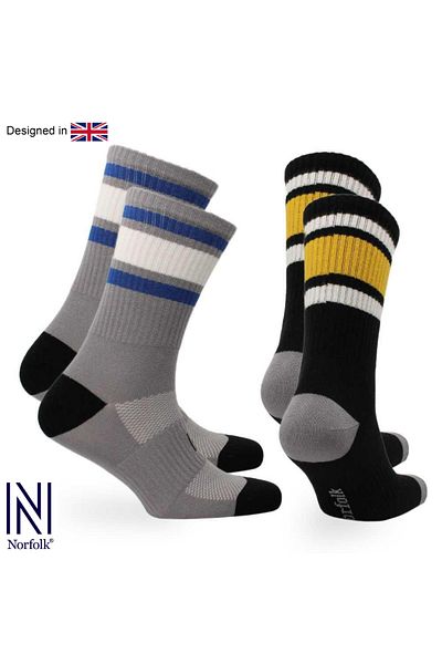 NORFOLK Retro Black Casual Socks - 80% Cotton, 2-Pack, Reflect Your Style