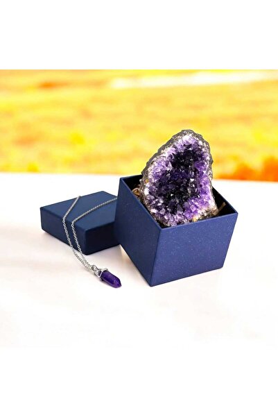 The Magıc of Healıng Ametist Kolye & Ham Parça Set (2li takım