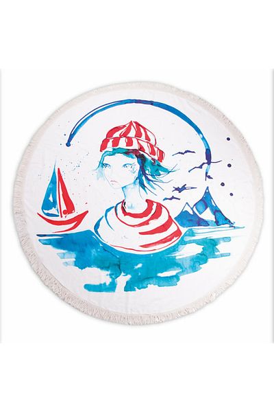 ANEMOSS Sailor Girl Round Beach Towel