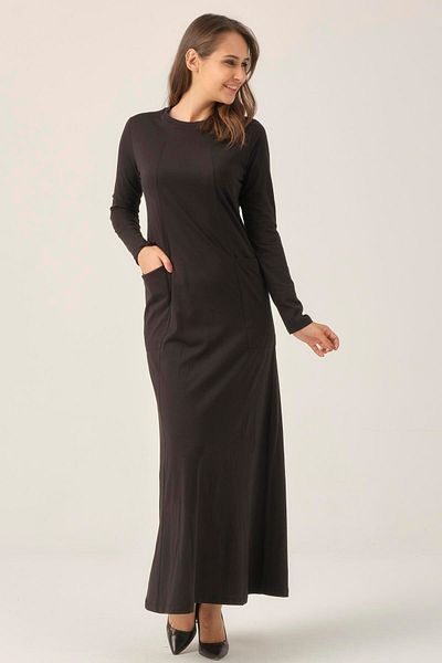 Darlin Moda Γυναικείο μαύρο φόρεμα με λαιμόκοψη Dm0321