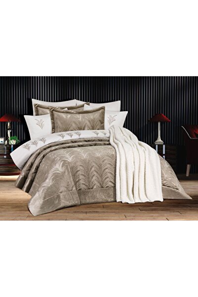 GOLDROOM ZEYTİNDALI KADİFE BATTANİYELİ ÇEYİZ SETİ