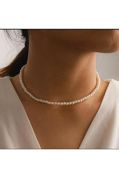 fullcontrol Women's Elegant Cream Pearl Necklace