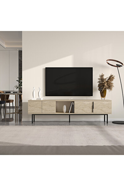 MERT SERT MOBİLYA Ramsey 180cm Tv Sehpası, Tv Ünitesi, Metal Ayaklı