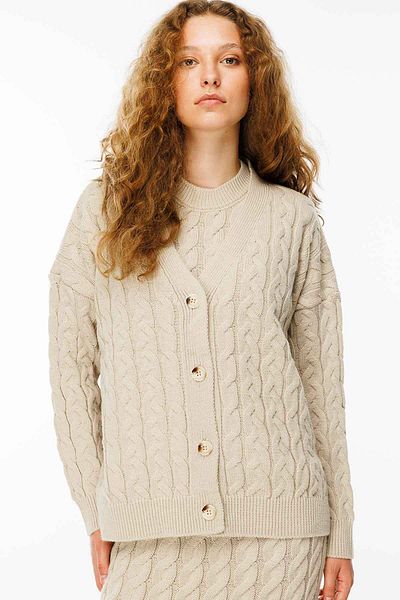 Hooopstore Hair Knit Knitwear Stone Dress Cardigan Set
