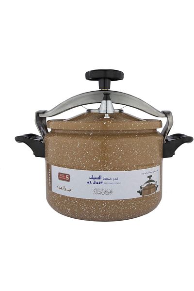 ALSAIF Aluminium Granite Pressure Cooker 5 Liter Brown