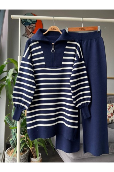 Zümrüt Короткий трикотажний комплект светр і штани Tesettur 1611