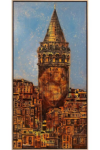 Simurg Sanatevi Nostaljik Galata Kulesi Yağlı Boya Tablosu
