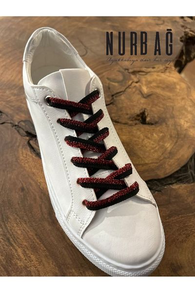 NURBAĞ DOKUMA Black Red Glitter Sneakers - 90 Cm, 1 Pair Bs47