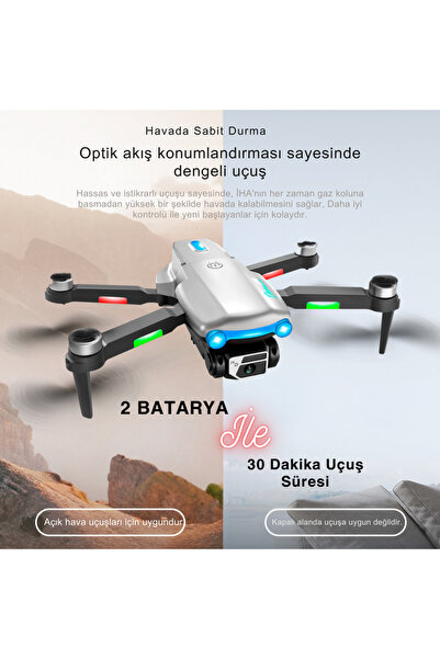 piha S98 Wıfı drone Hd Çift Kameralı Işıklı 2 Batarya ile 30dk Uçuş Süresi Ta...