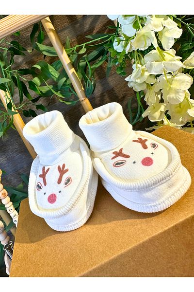 Renkli Puset New Year's Christmas Baby Deer - Newborn Booties