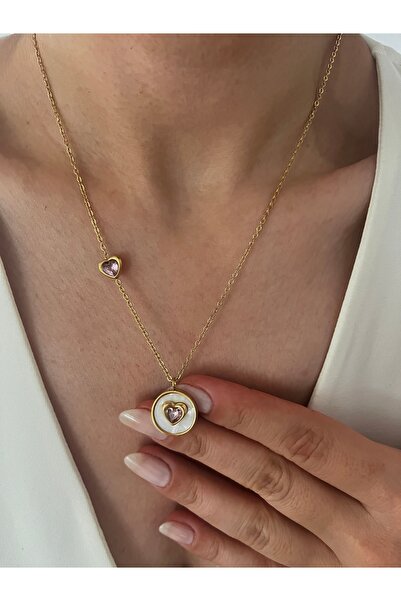 Hoop jewelery Çelik Taşlı Kalp Kolyesi