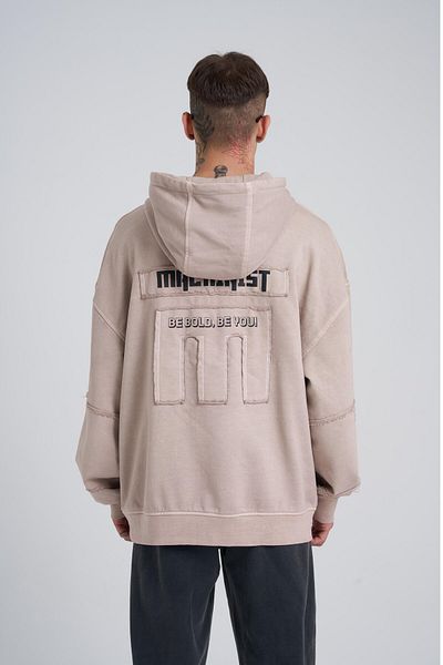 Machinist Ανδρικό φούτερ που πλένεται No 7 με κουκούλα Oversize Μπεζ