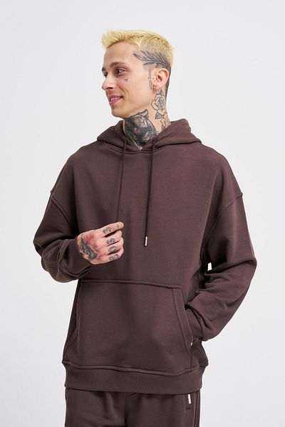 Machinist Ανδρικό φούτερ με κουκούλα Oversize καφέ
