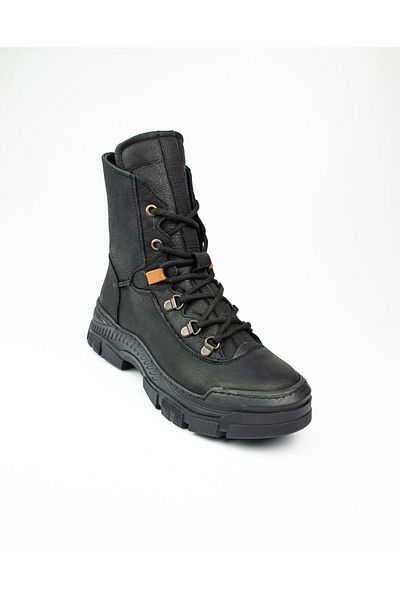 Voyager 8974 Μαύρες δερμάτινες γυναικείες μπότες Nubuck