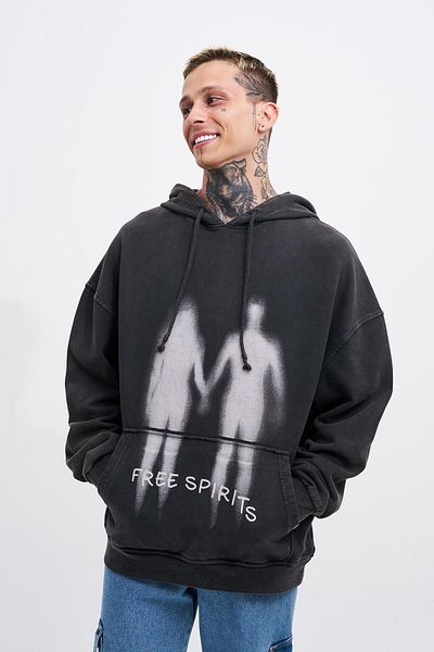 Machinist Men's Free Sprit Washable Oversize Black Sweatshirt