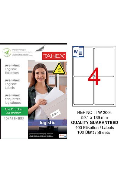 Tanex Tw-2004 Ετικέτα αποστολής και logistics 99,1x139 mm