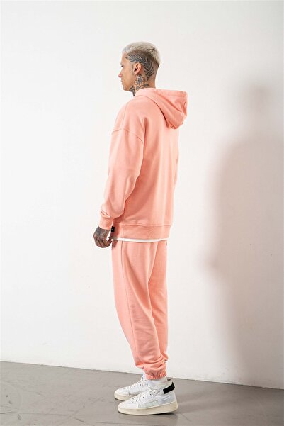 Machinist Чоловічий базовий оверсайз-светр без капюшона темно-рожевого кольору