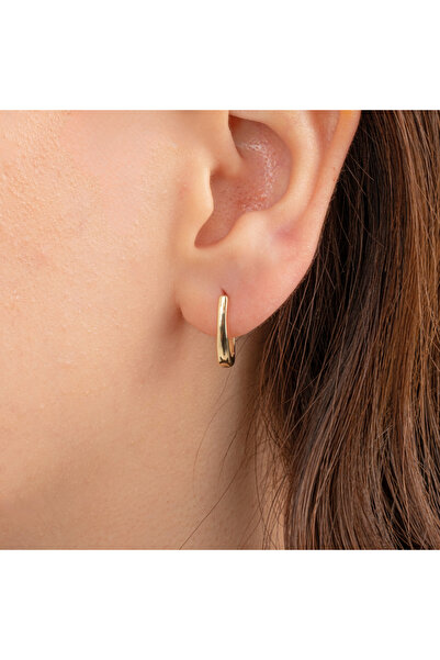 FasekGold Gümüş Küpe - 925 Ayar Gümüş Oval Halka Küpe