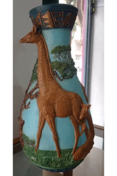 TOMRİSE SAFARİ Zürafa Ailesi Otantik Vazo Bohem Tarz Dekor Vazo