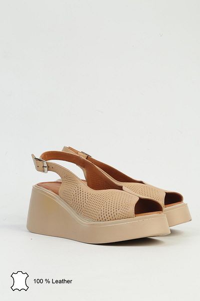 Pierre Cardin Beige Women's Leather Heeled Shoes Pck-5045
