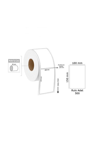Tanex Thermal Printer Label Roll 100x150 Mm 500 Pieces