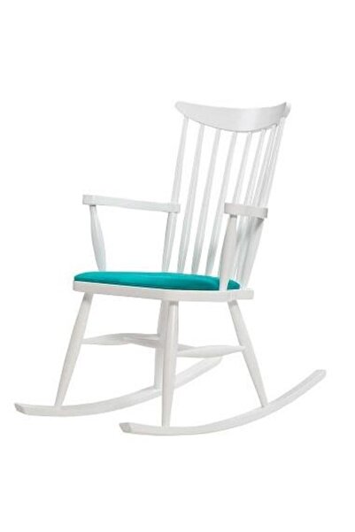 BENGİ TİCARET Sandalye Zus300 Model 90476 Sallanan Beyaz Ahşap Retro Ayak Kut...