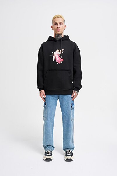 Machinist Мъжки черен суитшърт с принт на геройски ангел