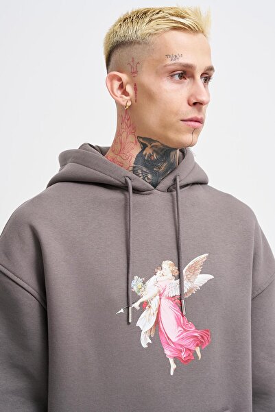 Machinist Чоловічий оверсайз-светр з принтом Hero Angel, антрацитовий