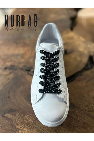 NURBAĞ DOKUMA Sports Shoes Black Silver Glitter Laces 1 Pair 100 Cm Bs15