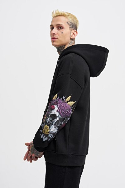 Machinist Мъжка суитшърт с принт на череп, в черно, с голям размер