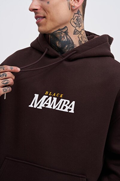 Machinist Мъжки кафяв суитшърт с принт Black Mamba Oversize