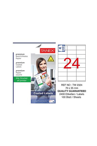 Tanex Tw-2324 70X35Mm Coated Laser Label 100 Pack