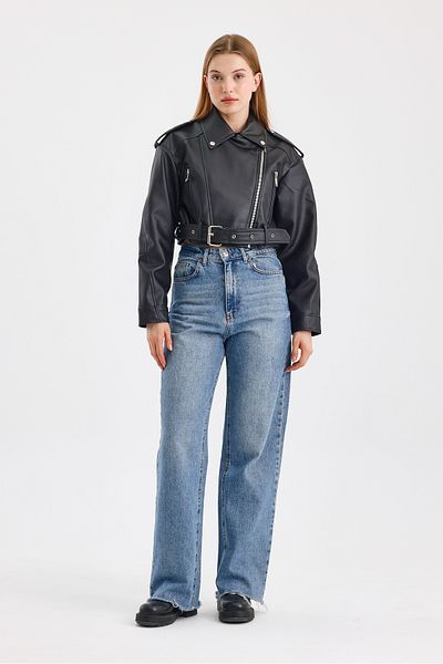 TREND KOMBİN JACHETA DE PIELE BICER CU CUREA NEGRA
