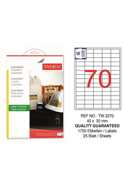 Tanex Tw-2270 40x20mm Πολυεστερική Ετικέτα 25 Li