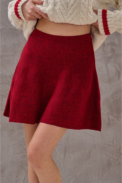 SHUGAA Women's Waist Huging Elegant Modern Bell Mini Knitting Skirt