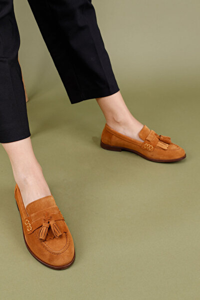 Getcho Дамски мокасини от естествена велурена кожа Corna в кафяво