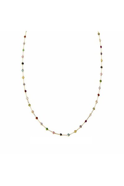 Altınköşe Altın Rengarenk Yuvarlak 3 mm Renkli Taşlı Kolye