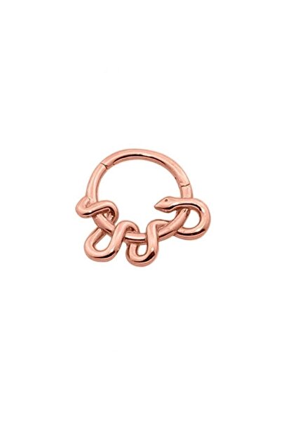 Yılan Altın Halka Piercing 14 Ayar Rose