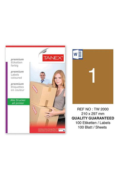 Tanex Tw-2000 210x297mm Kraft Label Συσκευασία 100 τεμαχίων