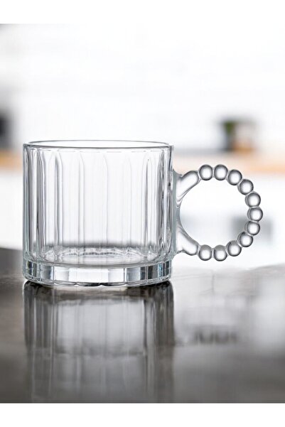 oğuz toptan كوب كوب بمقبض خرزي 6 قطع 250 مللي.