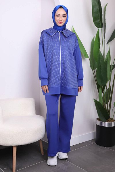 İmajButik مجموعة مناديل ساكس الزرقاء ذات الياقة الحجرية