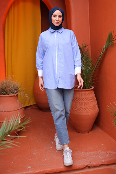 İmajButik Cămașă lejeră cu dungi albastre