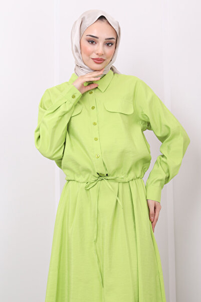 İmajButik Green Crop Jacket and Flared Skirt Set