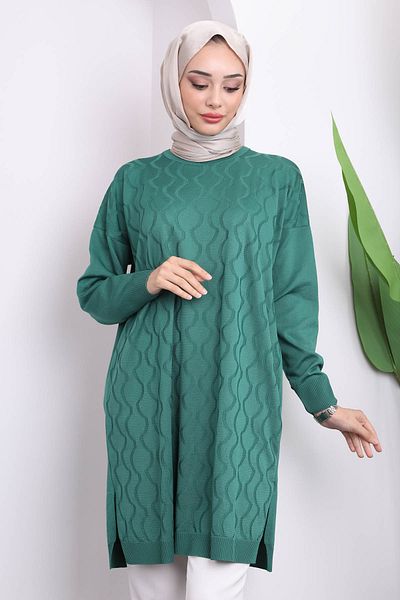 İmajButik Tunica de tricotaj mercerizata cu fir rece verde