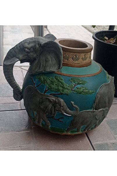 TOMRİSE SAFARİ FİL Ailesi Otantik Vazo Bohem Tarz Dekor Vazo