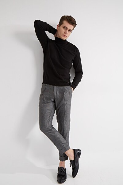 Fc Plus SİYAH DÜZ YARIM BALIKÇI PAMUK KARIŞIM ERKEK TRİKO - EXTRA SLİM FİT