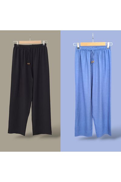 ENDAMIM 2-Piece Linen Pant Large Size Comfortable Fit Without Bucket with Elastic Waist