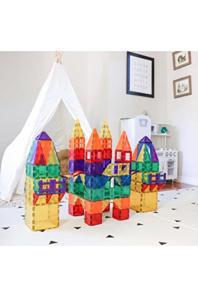 BİLMİŞ ÇOCUK 152 Parça Manyetik Yapı Blokları 2 Adet Tekerlekli & Araba Parçalı Magnetic Tiles