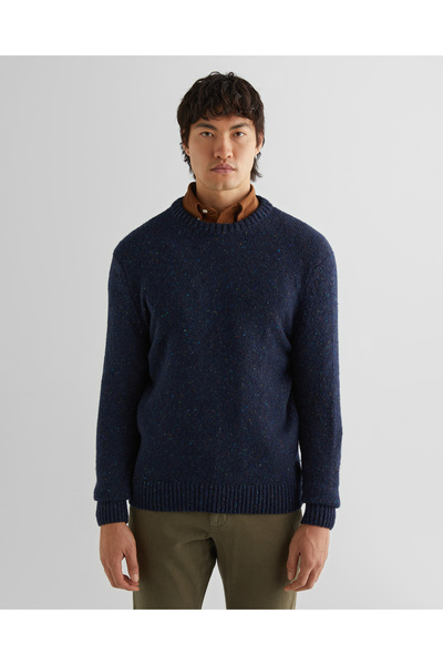 Gant Erkek Lacivert Regular Fit Bisiklet Yaka Kazak